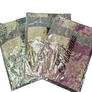 Pashmina Silk Floral Metallic Fringe Bundle of 3 Scarves Wrap Shawl NWT
